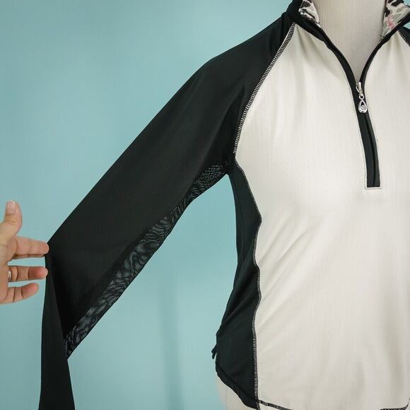 SanSoleil Size XS White Black 1/4 Zip Long Sleeve UFP 50 Sun Protection Top - Picture 2 of 6